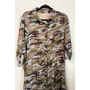 Savanna Jane Embroidered Camo Shirt Top Duster‎ Size Small